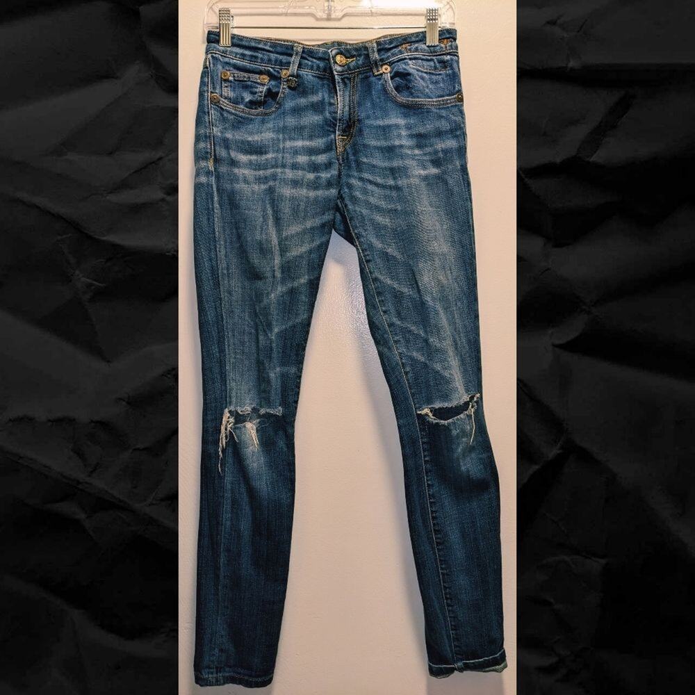 R13 Italy Boy Skinny Jeans Destroyed Knee - EUC